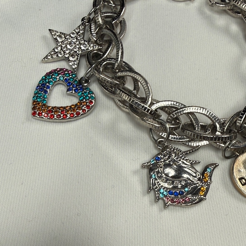 SASSY JONES Silver Multi-Charm Rainbow Heart & Star Charm Bracelet - Picture 4 of 5
